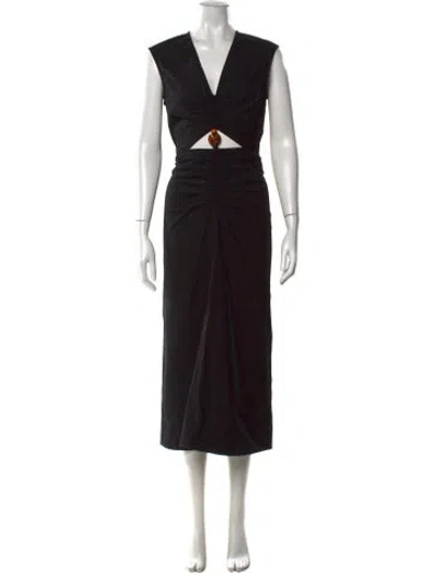 Pre-owned Veronica Beard V-neck Midi Length Dress In Black