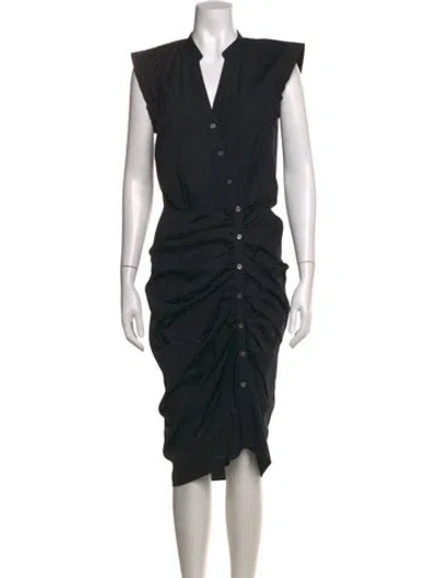 Pre-owned Veronica Beard V-neck Midi Length Dress In Black