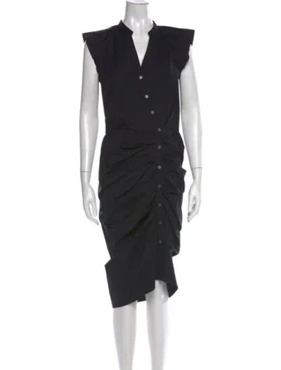 Pre-owned Veronica Beard V-neck Midi Length Dress In Black