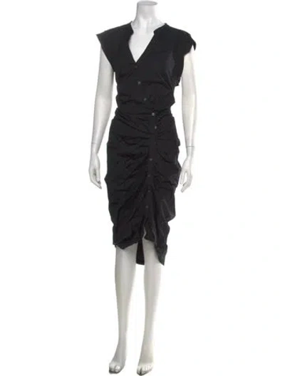 Pre-owned Veronica Beard V-neck Midi Length Dress In Black