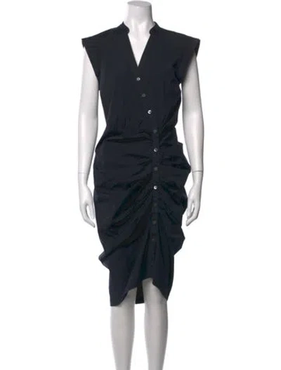Pre-owned Veronica Beard V-neck Midi Length Dress In Black