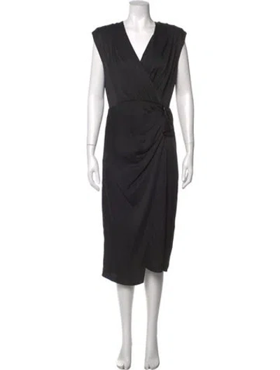 Pre-owned Veronica Beard V-neck Midi Length Dress In Black
