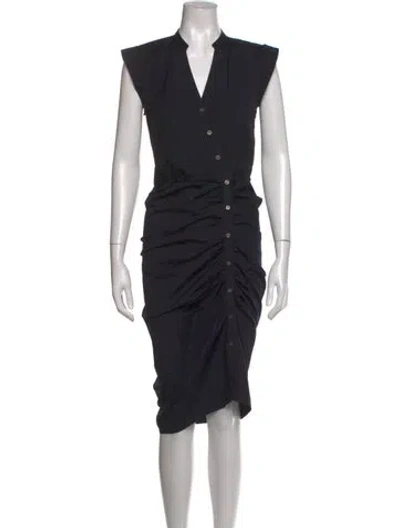 Pre-owned Veronica Beard V-neck Midi Length Dress In Black