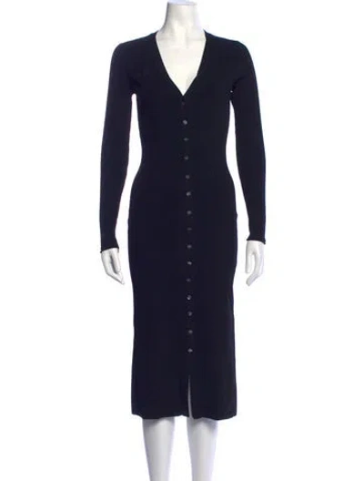 Pre-owned Veronica Beard V-neck Midi Length Dress In Black