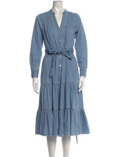 Pre-owned Veronica Beard V-neck Midi Length Dress In Blue