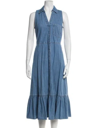 Pre-owned Veronica Beard V-neck Midi Length Dress In Blue