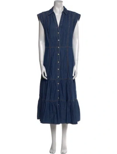 Pre-owned Veronica Beard V-neck Midi Length Dress In Blue