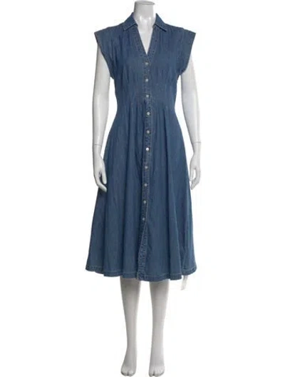 Pre-owned Veronica Beard V-neck Midi Length Dress In Blue