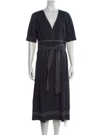 Pre-owned Veronica Beard V-neck Midi Length Dress In Blue