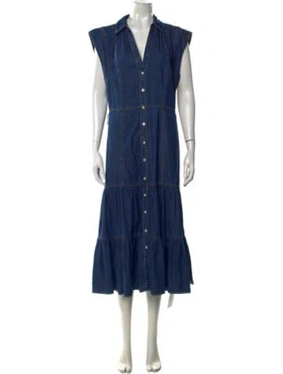 Pre-owned Veronica Beard V-neck Midi Length Dress In Blue