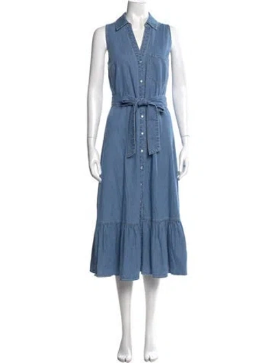 Pre-owned Veronica Beard V-neck Midi Length Dress In Blue