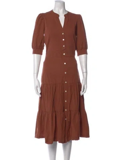 Pre-owned Veronica Beard V-neck Midi Length Dress In Brown