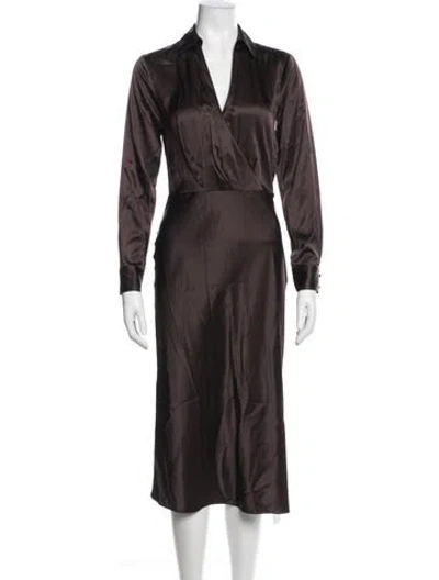 Pre-owned Veronica Beard V-neck Midi Length Dress In Brown