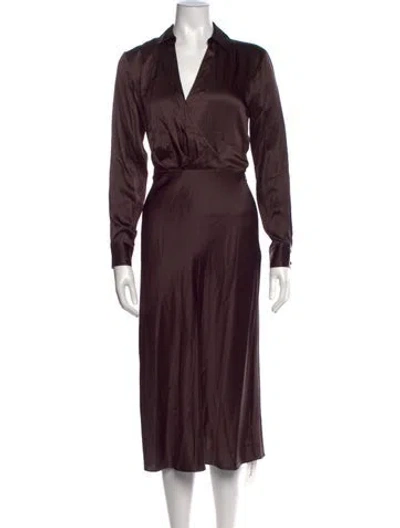 Pre-owned Veronica Beard V-neck Midi Length Dress In Brown