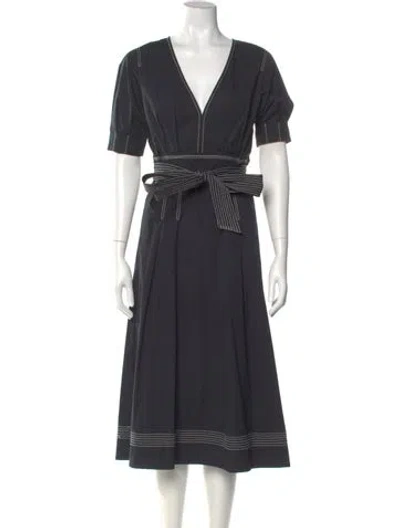 Pre-owned Veronica Beard V-neck Midi Length Dress In Gray