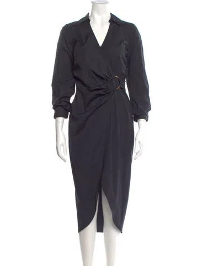 Pre-owned Veronica Beard V-neck Midi Length Dress In Gray