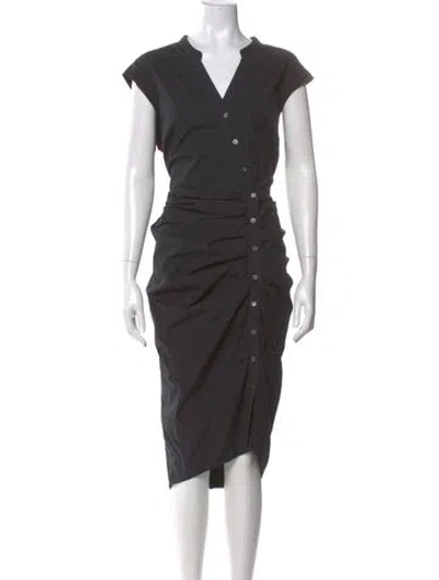 Pre-owned Veronica Beard V-neck Midi Length Dress In Gray
