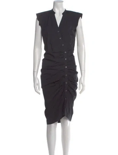 Pre-owned Veronica Beard V-neck Midi Length Dress In Gray