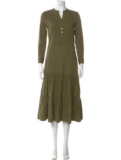 Pre-owned Veronica Beard V-neck Midi Length Dress In Green