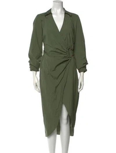 Pre-owned Veronica Beard V-neck Midi Length Dress In Green