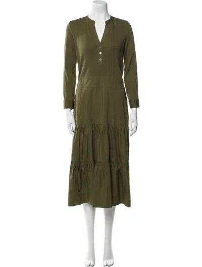 Pre-owned Veronica Beard V-neck Midi Length Dress In Green