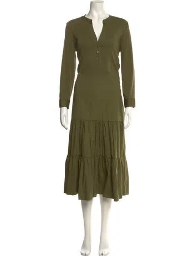 Pre-owned Veronica Beard V-neck Midi Length Dress In Green