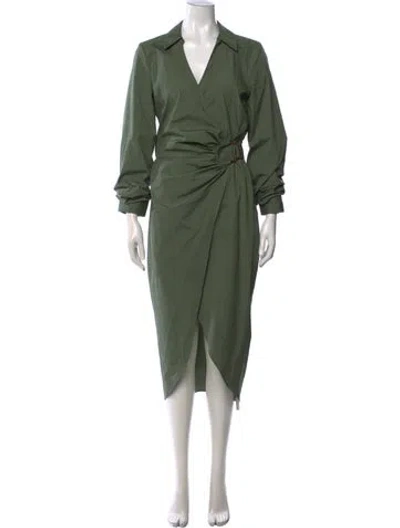Pre-owned Veronica Beard V-neck Midi Length Dress In Green