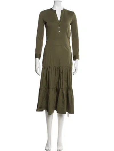 Pre-owned Veronica Beard V-neck Midi Length Dress In Green