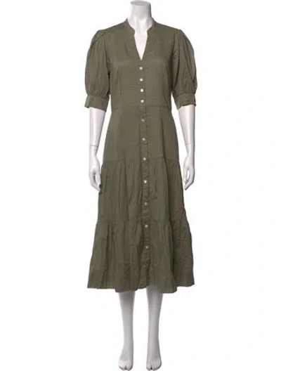 Pre-owned Veronica Beard V-neck Midi Length Dress In Green