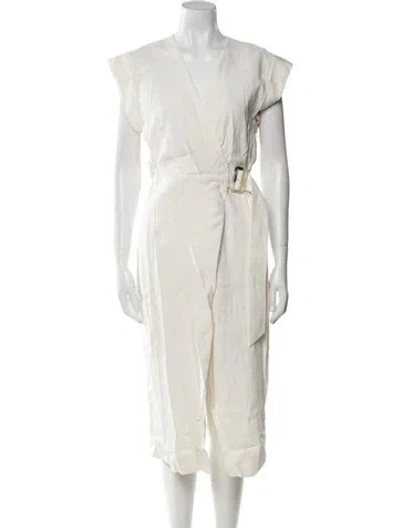 Pre-owned Veronica Beard V-neck Midi Length Dress In Neutral