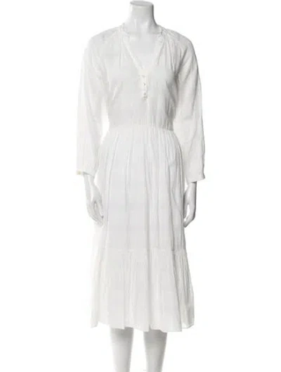 Pre-owned Veronica Beard V-neck Midi Length Dress In Neutral