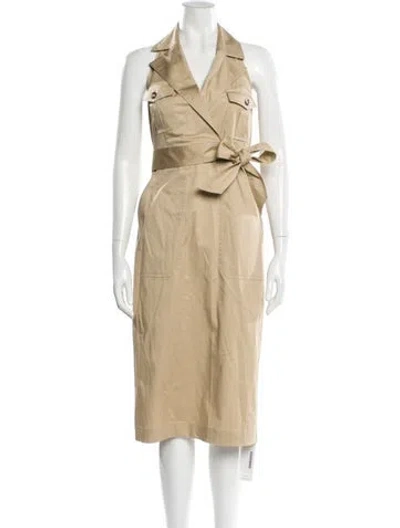 Pre-owned Veronica Beard V-neck Midi Length Dress In Neutral