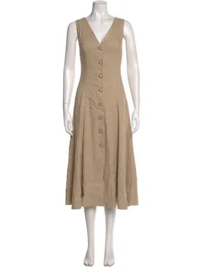 Pre-owned Veronica Beard V-neck Midi Length Dress In Neutral