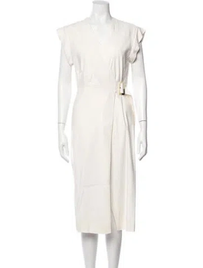 Pre-owned Veronica Beard V-neck Midi Length Dress In Neutral