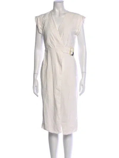 Pre-owned Veronica Beard V-neck Midi Length Dress In Neutral