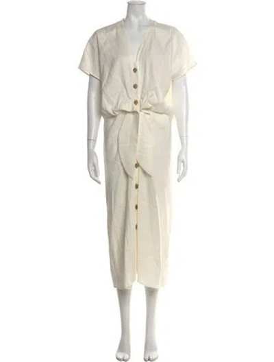 Pre-owned Veronica Beard V-neck Midi Length Dress In Neutral
