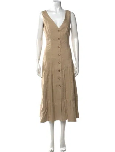 Pre-owned Veronica Beard V-neck Midi Length Dress In Neutrals