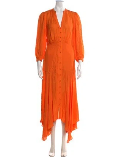 Pre-owned Veronica Beard V-neck Midi Length Dress In Orange