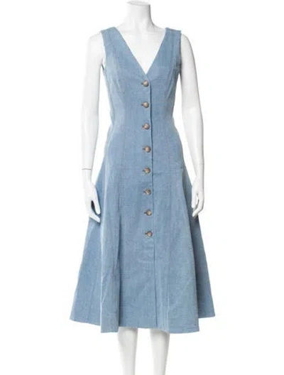 Pre-owned Veronica Beard V-neck Midi Length Dress W/ Tags In Blue