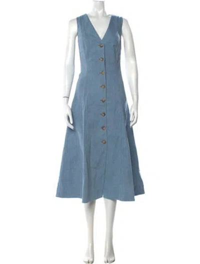Pre-owned Veronica Beard V-neck Midi Length Dress W/ Tags In Blue