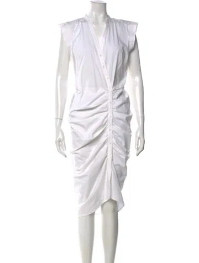 Pre-owned Veronica Beard V-neck Midi Length Dress In White