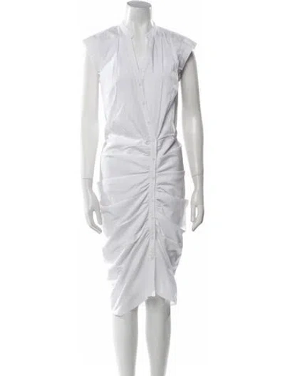 Pre-owned Veronica Beard V-neck Midi Length Dress In White