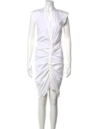 Pre-owned Veronica Beard V-neck Midi Length Dress In White