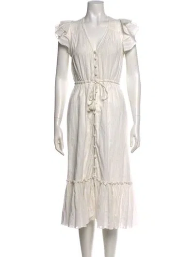 Pre-owned Veronica Beard V-neck Midi Length Dress In White