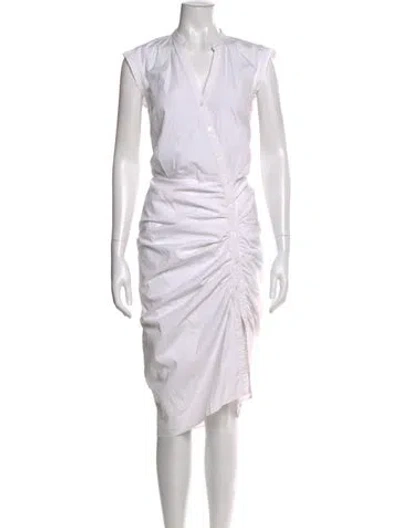 Pre-owned Veronica Beard V-neck Midi Length Dress In White