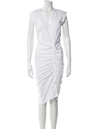 Pre-owned Veronica Beard V-neck Midi Length Dress In White