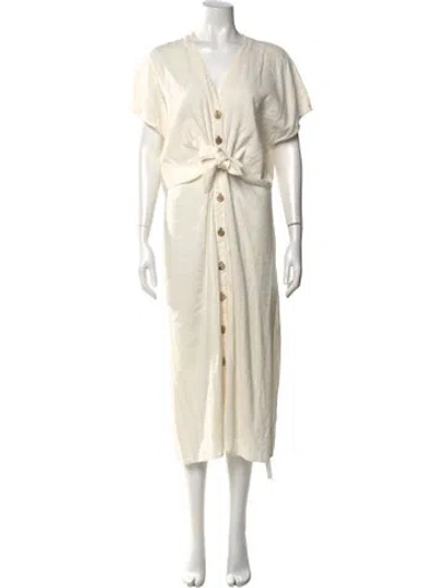 Pre-owned Veronica Beard V-neck Midi Length Dress In White