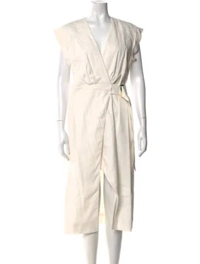 Pre-owned Veronica Beard V-neck Midi Length Dress In White
