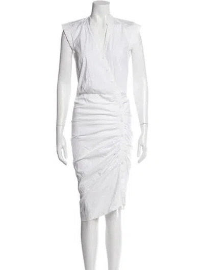 Pre-owned Veronica Beard V-neck Midi Length Dress In White