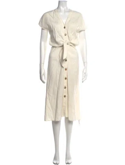 Pre-owned Veronica Beard V-neck Midi Length Dress In White